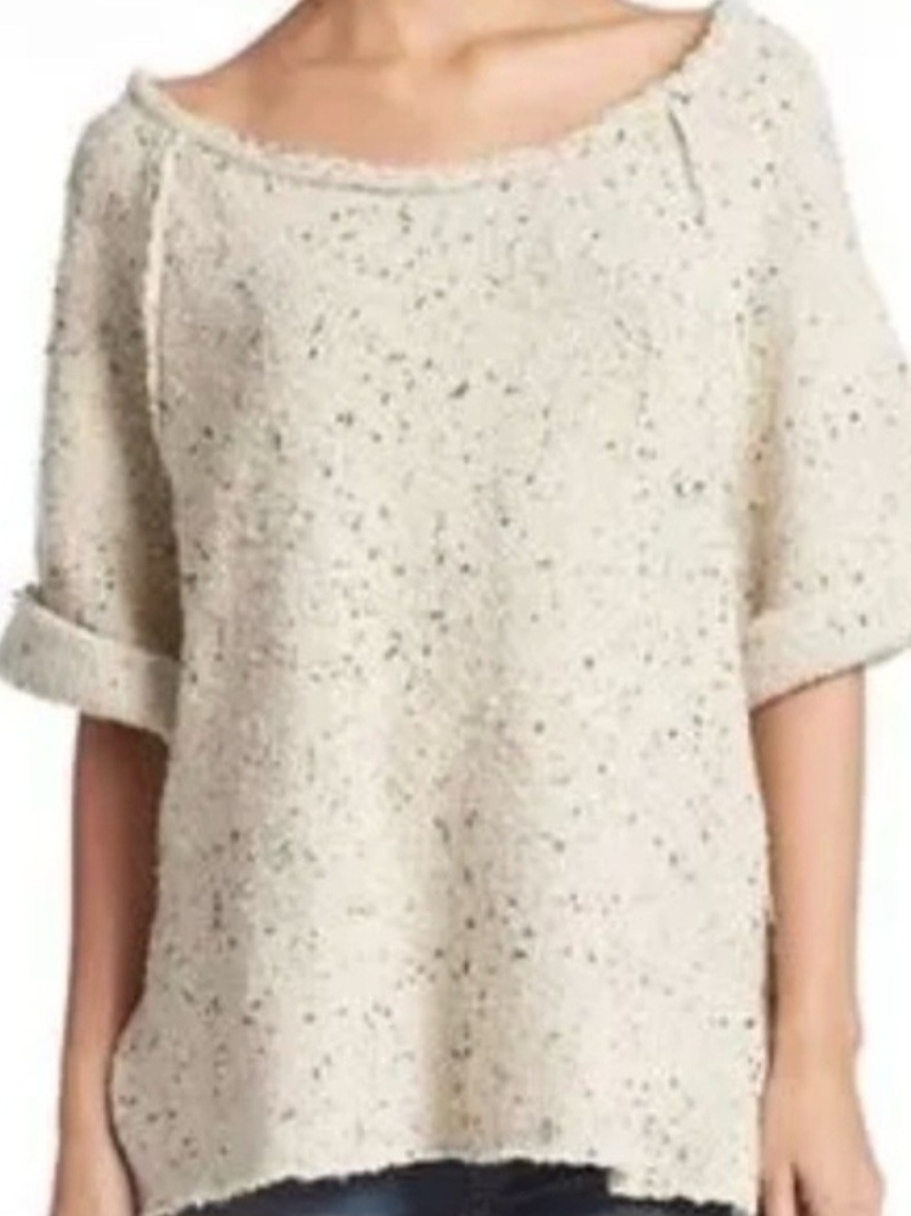 Free People Marsala Oversize Teed Cream Sweater Size S